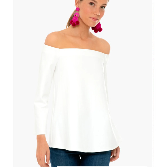 Tuckernuck White Off-Shoulder Blouse - Picture 1 of 8